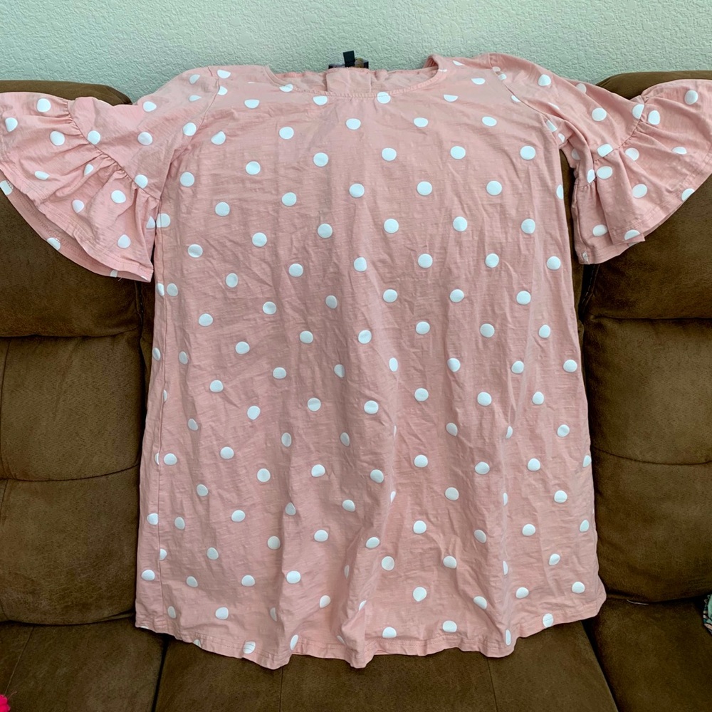 Suzanne Betro Pink Polka Dot Mini Dress L